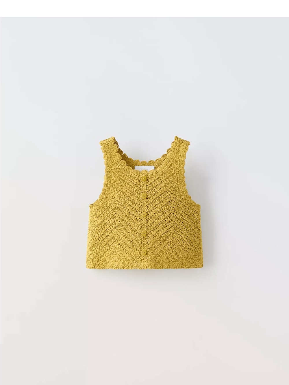 Zara Kids Mustard Crochet Button-Front Tank